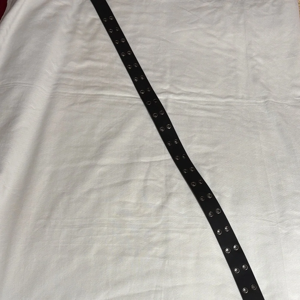 Stylish Black Belt with Silver Accent Grommets Size 34